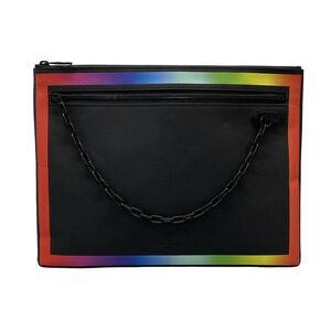 Louis Vuitton Pochette A4 Taiga Rainbow Clutch Bag M30347 Black Multi